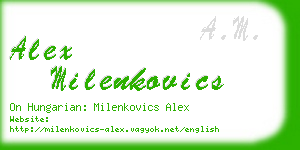 alex milenkovics business card